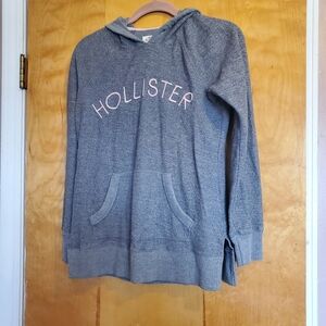 Hollister Gray Hoodie with Pink Logo Small